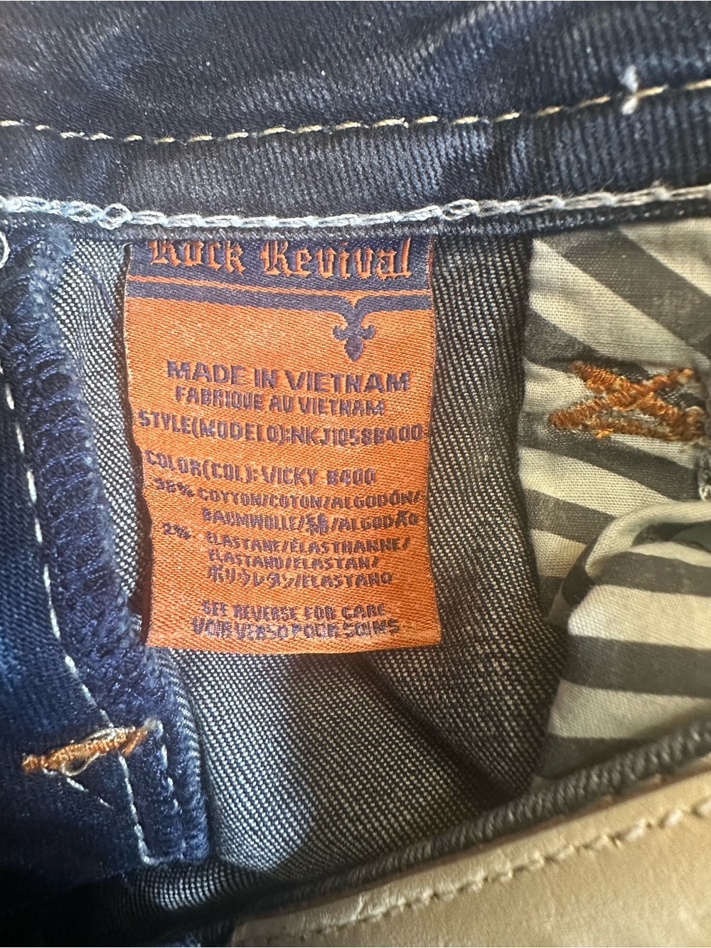 Rock Revival Vicky Bootcut Jeans Women’s Size 27 Dark Wash Thick Stitch Low Ris - Picture 3 of 13